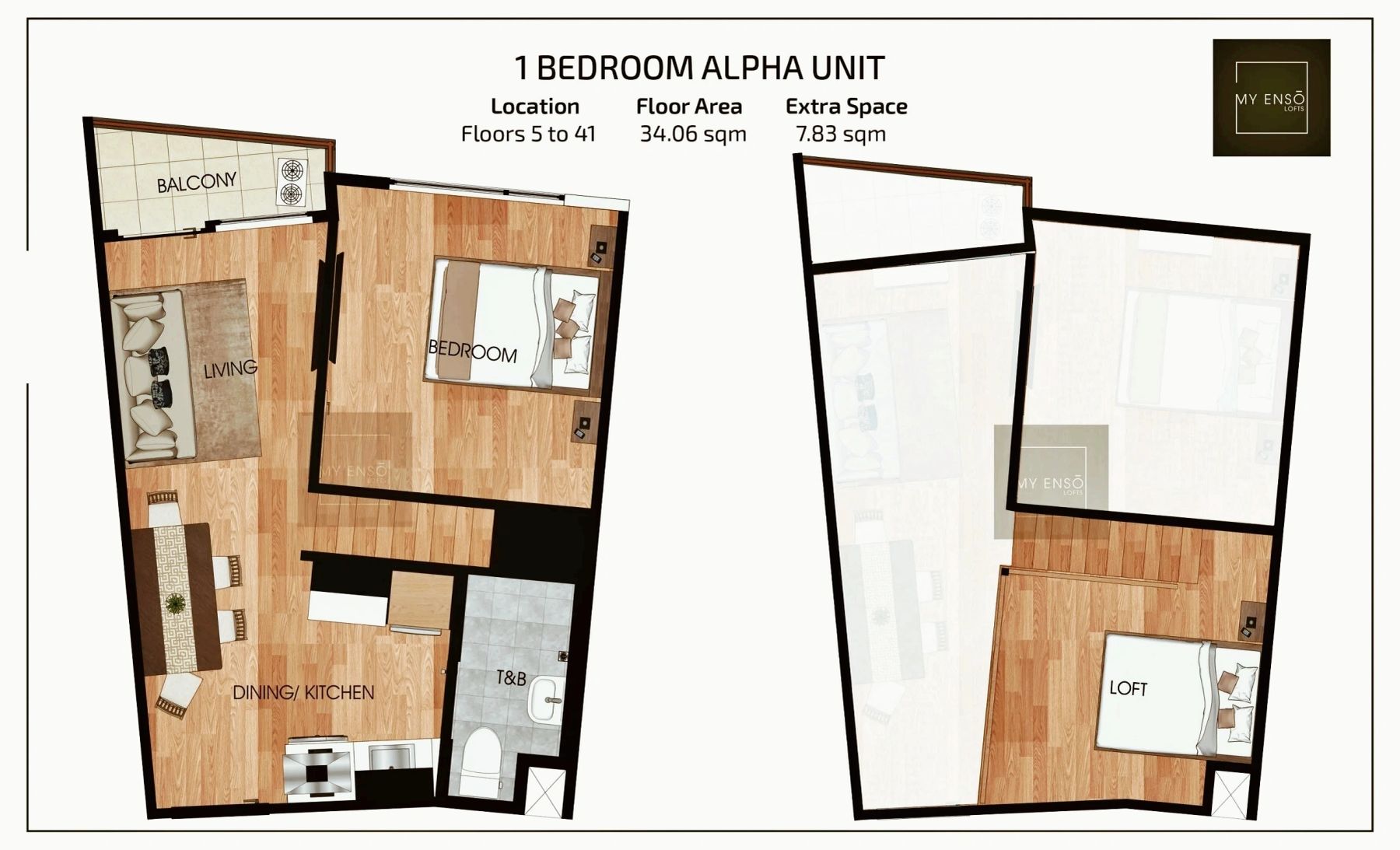 1-bedroom Alpha floor plan